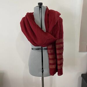 Zara Accessories Rust Stripe Acrylic Scarf Pashmina Approx 85 x 40 - FLAWS